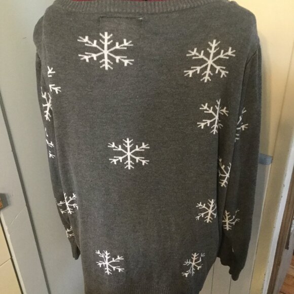 Tipsy Elves Snowman Christmas sweater measures 25" p 2 p gray and white - Picture 3 of 5